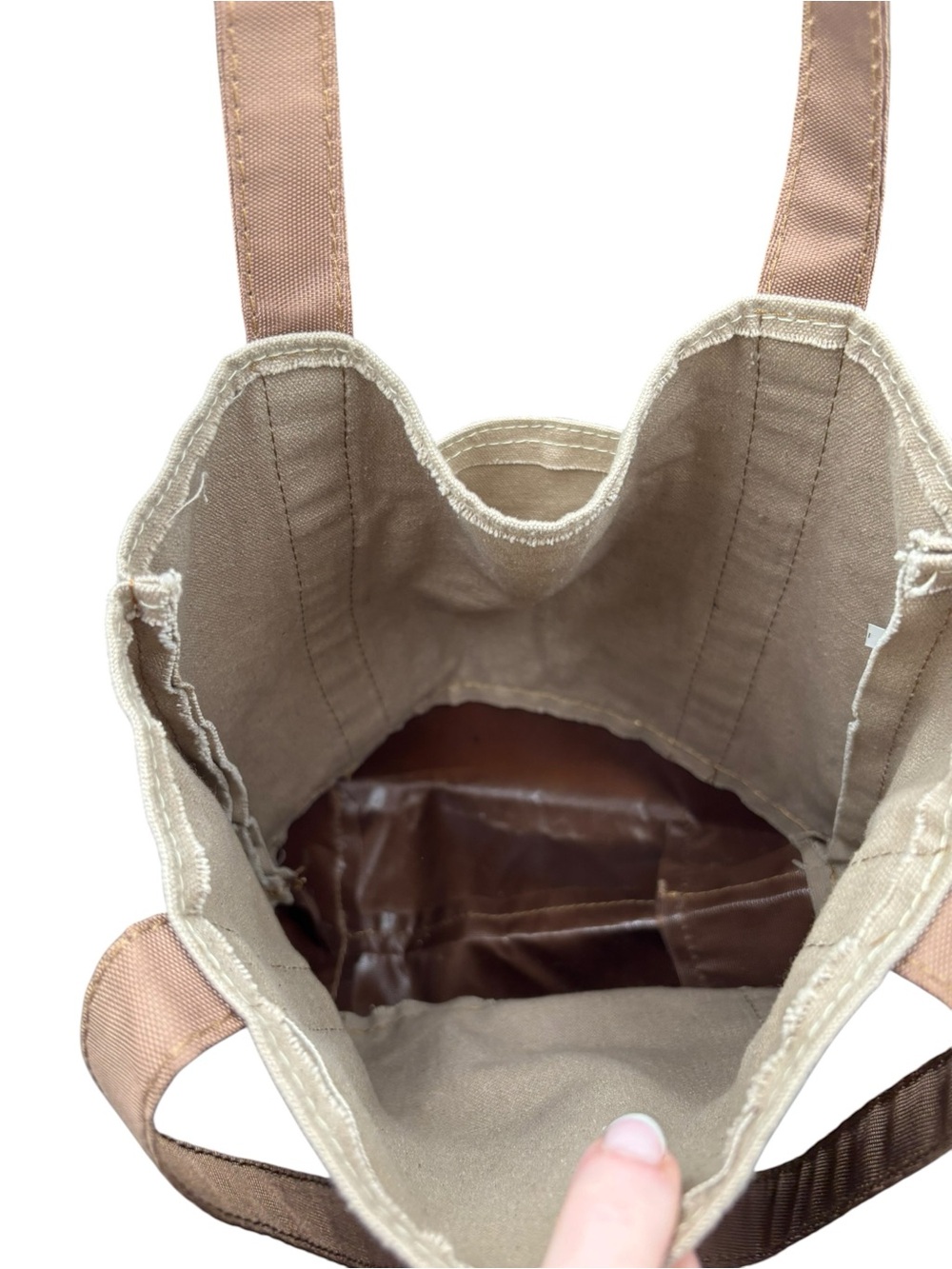 Buc-ee’s Beaver Canvas Tote Bag Tan Brown Reusable Shopping Shoulder Bag - Picture 4 of 7